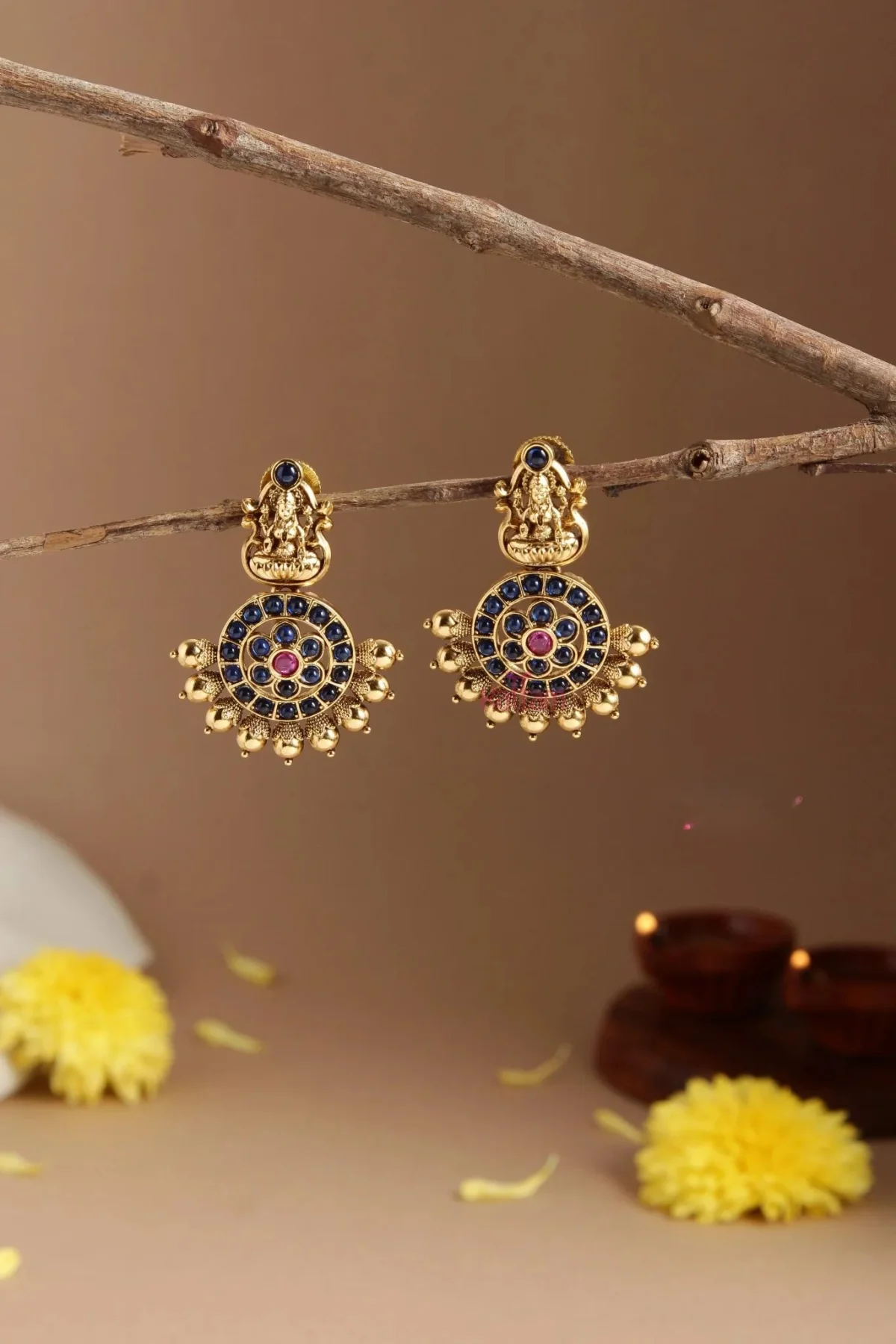 Lakshmi Blue Pink Chakra Earring